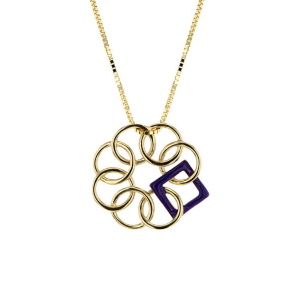 Embrace The Difference®️ 14KT Yellow Gold 21mm "CLASSIC" Purple Enamel Symbol Pendant - Alzheimer's Association