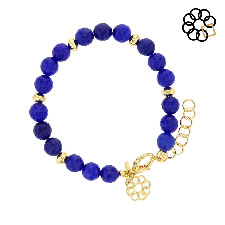 BLUE QUARTZITE AND STERLING SILVER GOLD PLATED EMBRACE THE DIFFERENCE® BRACELET MADE IN ITALY