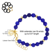 BLUE QUARTZITE AND STERLING SILVER GOLD PLATED EMBRACE THE DIFFERENCE® BRACELET MADE IN ITALY