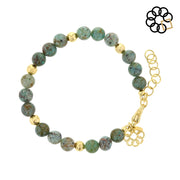 GREEN JASPER GEMSTONE AND STERLING SILVER GOLD PLATED EMBRACE THE DIFFERENCE® BRACELET MADE IN ITALY