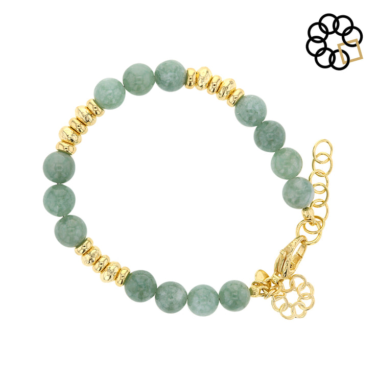 BURMA JADE AND STERLING SILVER GOLD PLATED EMBRACE THE DIFFERENCE® BRACELET MADE IN ITALY