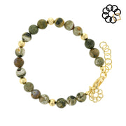 AZURITE GEMSTONE BEADS and STERLING SILVER GOLD PLATED EMBRACE THE DIFFERENCE® BRACELET MADE IN ITALY