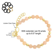 PINK AVENTURINE GEMSTONE AND STERLING SILVER GOLD PLATED EMBRACE THE DIFFERENCE® BRACELET MADE IN ITALY