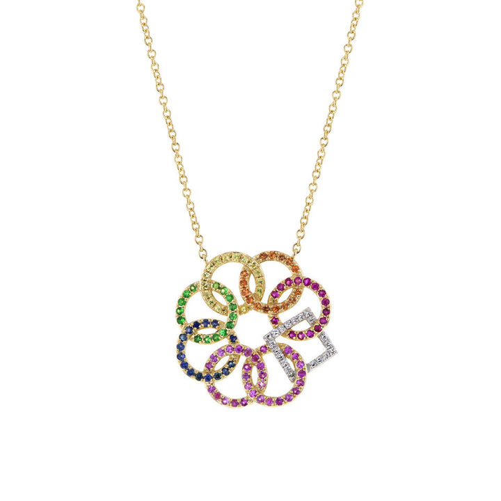 Multi-Sapphire &amp; Diamond Symbol Pendant