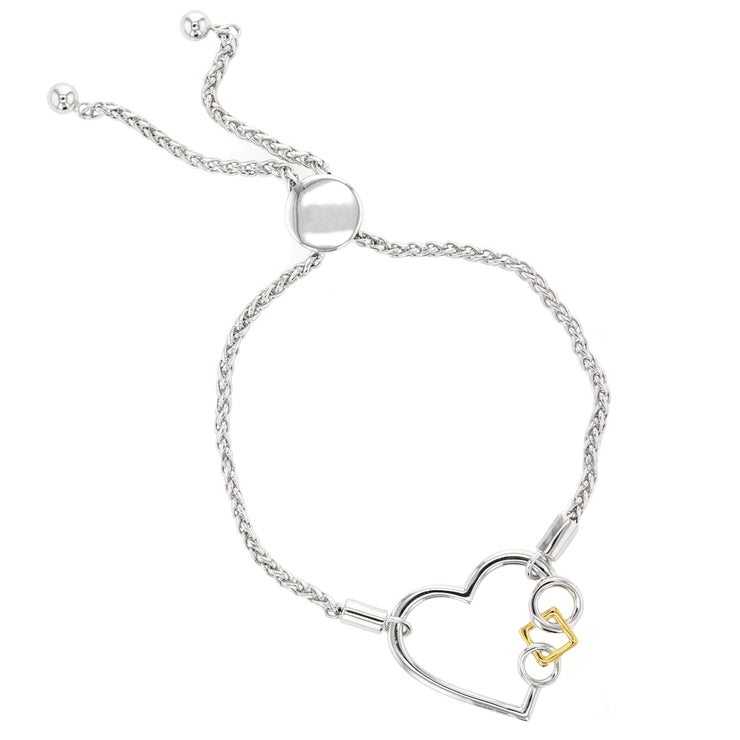 Embrace The Difference® Sterling Silver Heart Bolo Bracelet , 24k Gold plated square