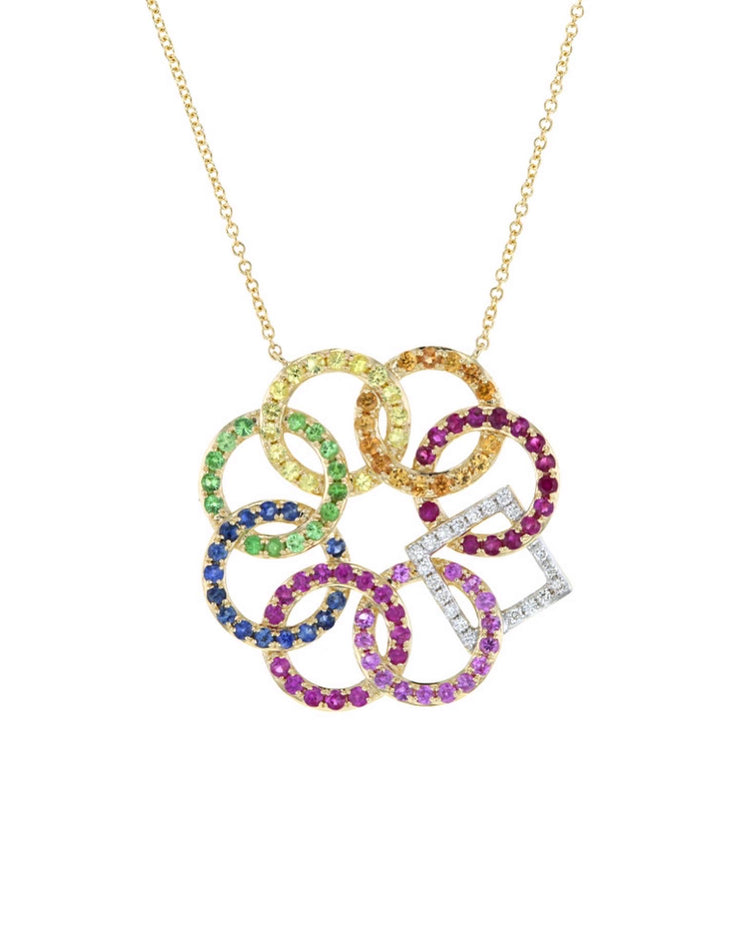 EMBRACE THE DIFFERENCE® 14K YELLOW GOLD MULTI-COLOR PENDANT NECKLACE, TDW.08