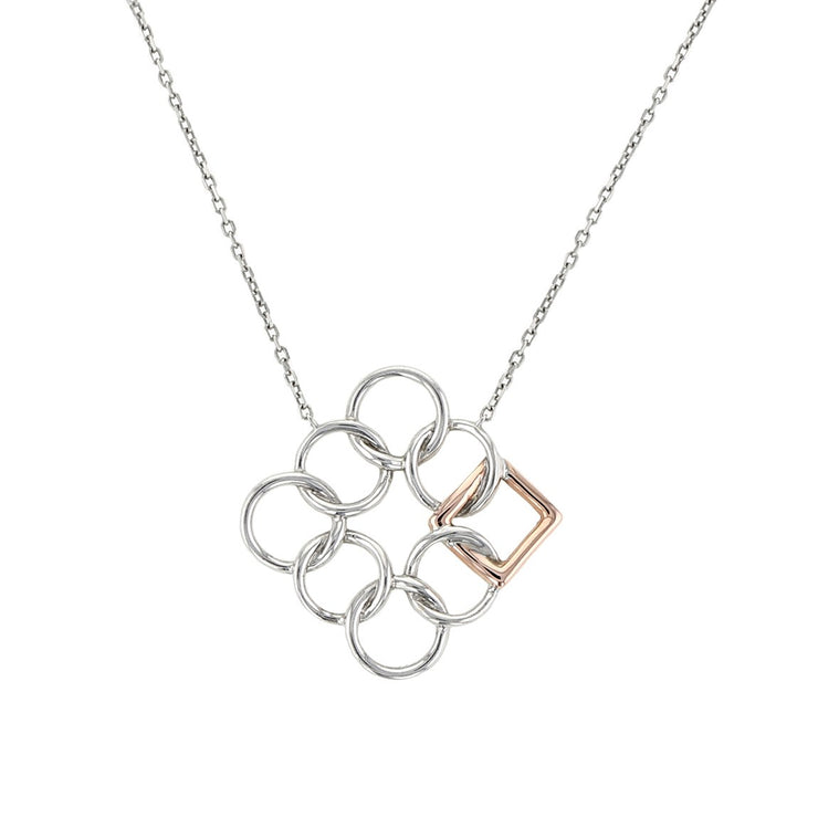 Embrace the Difference® Angled Pendant - Sterling Silver and 14kt Rose Gold