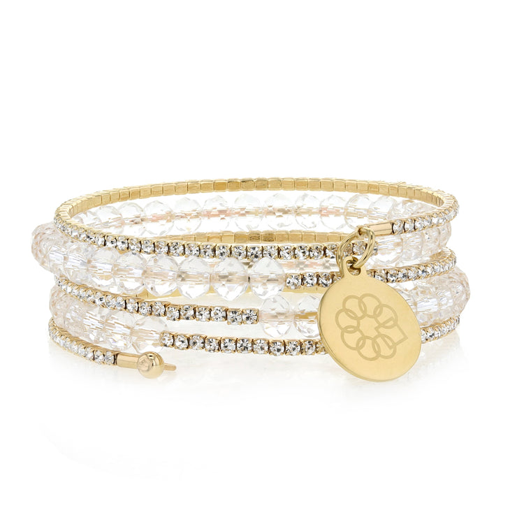 Embrace the Difference® Sparkling Wrap Bracelet - Clear Beads with Gold