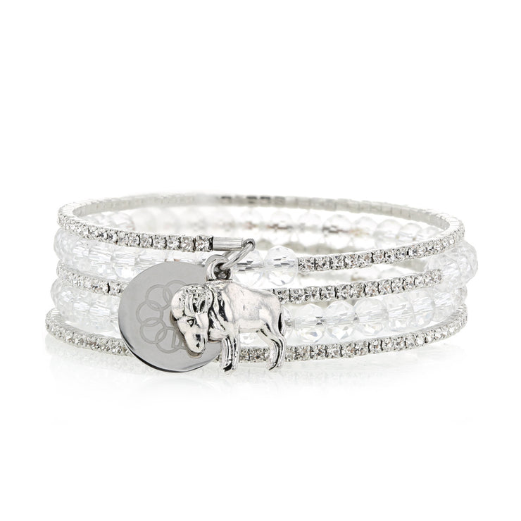 BUFFALO EMBRACE THE DIFFERENCE® SPARKLING WRAP BRACELET-CLEAR BEADS