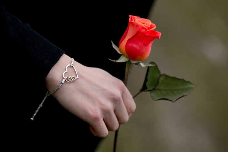 Embrace The Difference® Sterling Silver Heart Bolo Bracelet , 24k Gold plated square