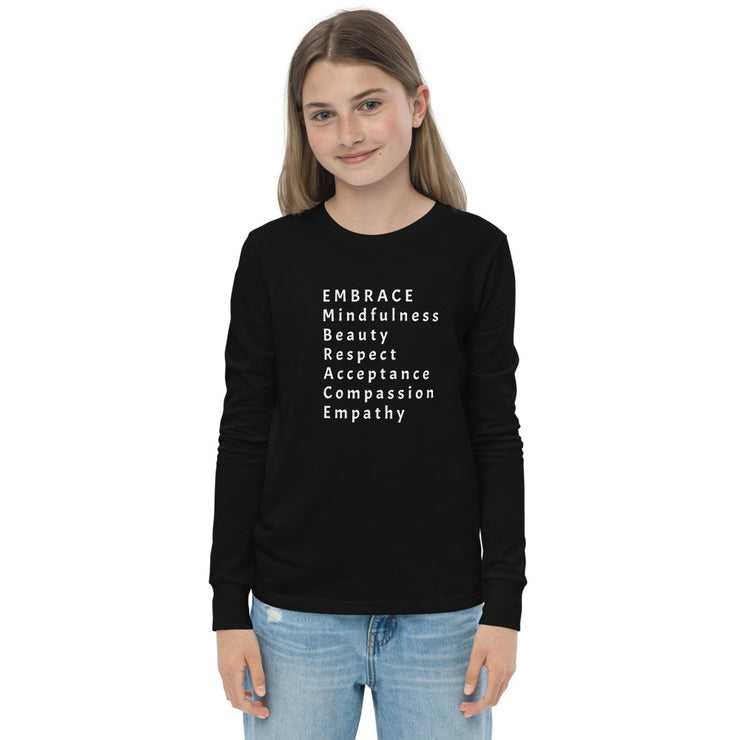 Designed To Be Kind™ Youth , Unisex long sleeve EMBRACE tee