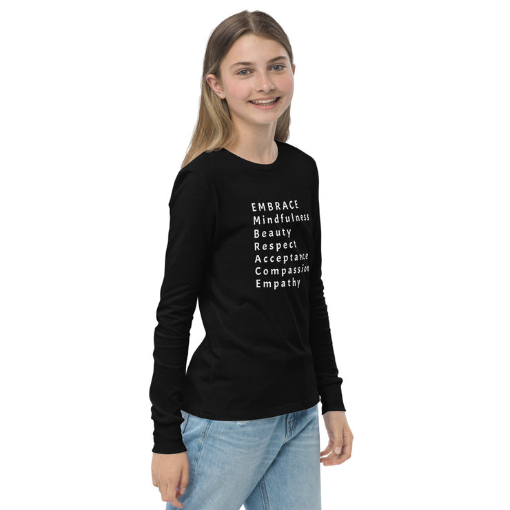 Designed To Be Kind™ Youth , Unisex long sleeve EMBRACE tee