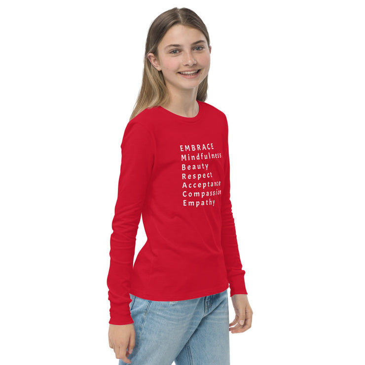 Designed To Be Kind™ Youth , Unisex long sleeve EMBRACE tee